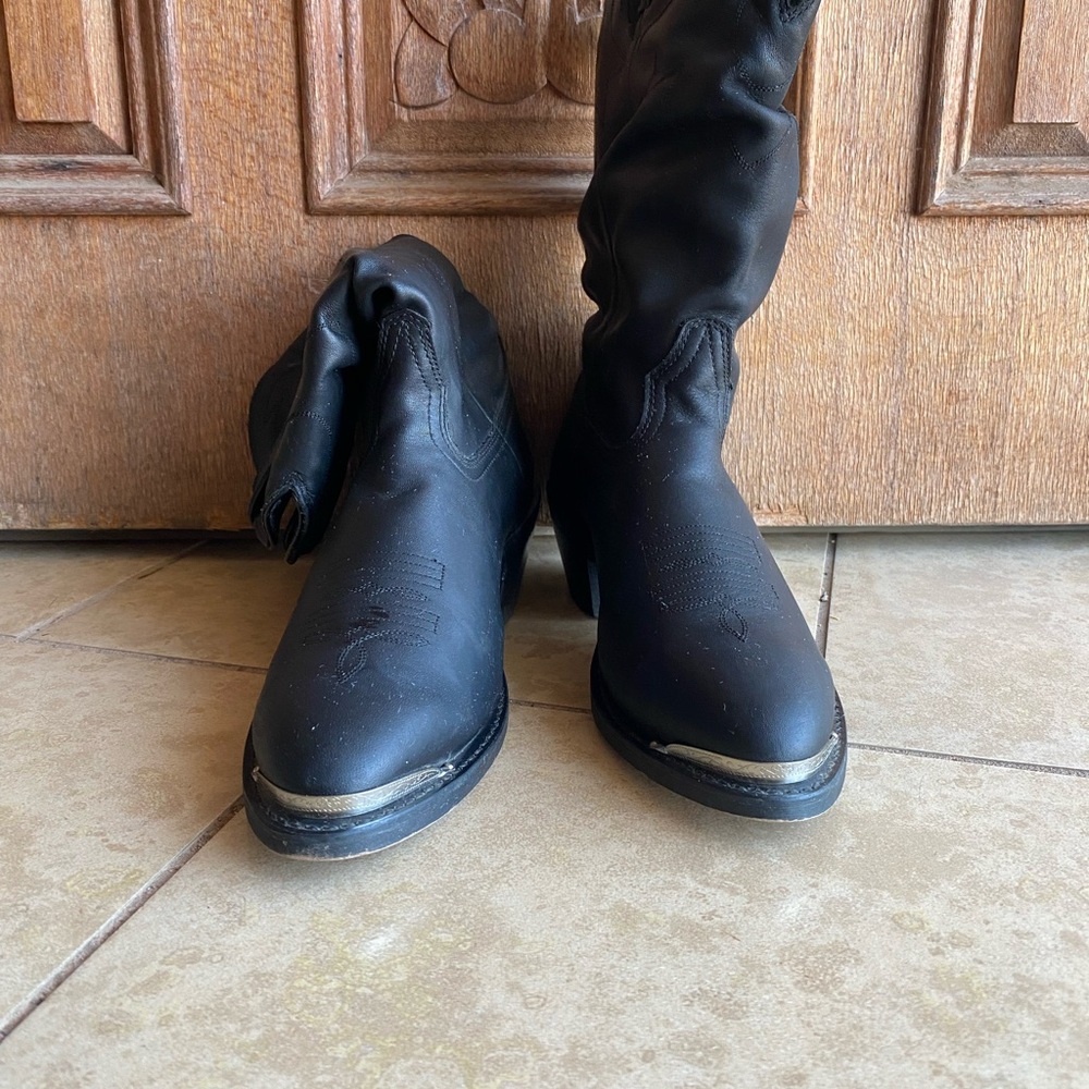Durango Black Leather Cowboy Boots
